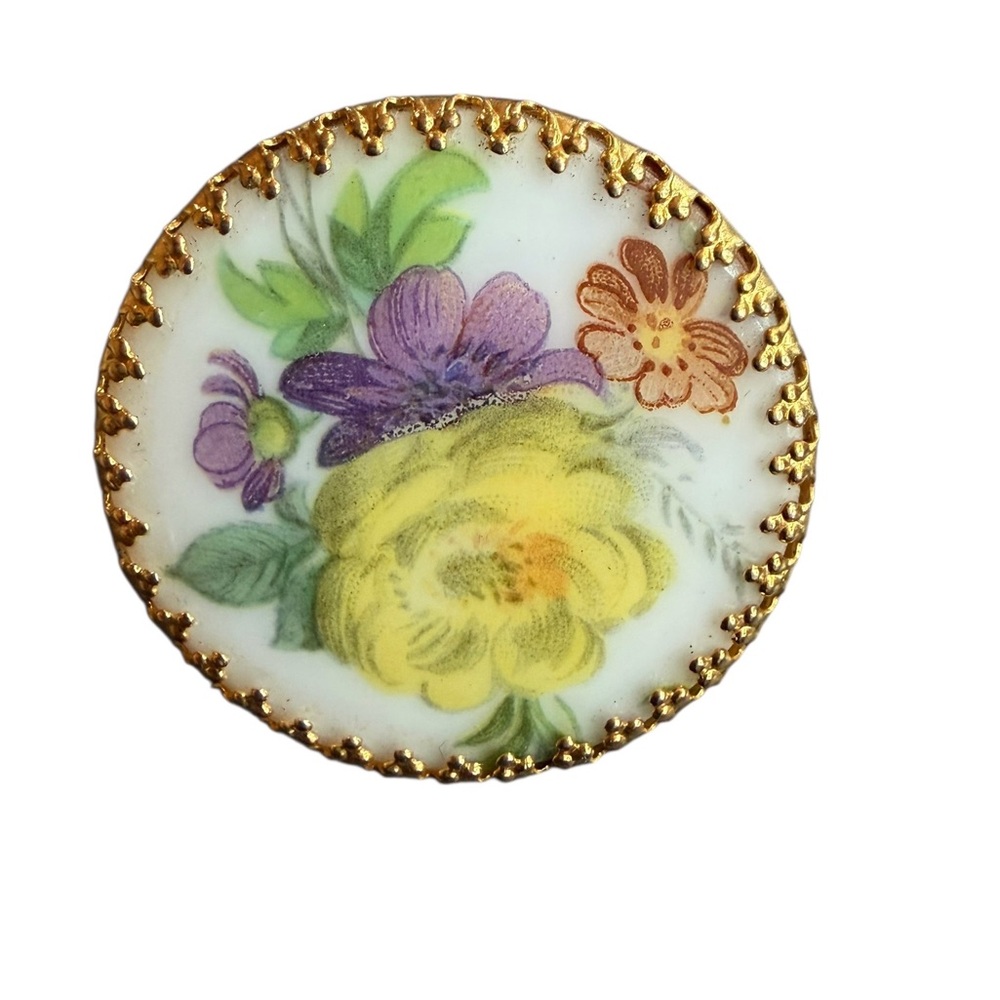 1940s-1960s West Germany Handpainted Floral Motif Porcelain Base Set in Ornate